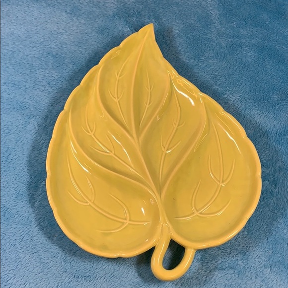 Pottery LEAF Serving Tray Candy Dish Vintage NICE!
